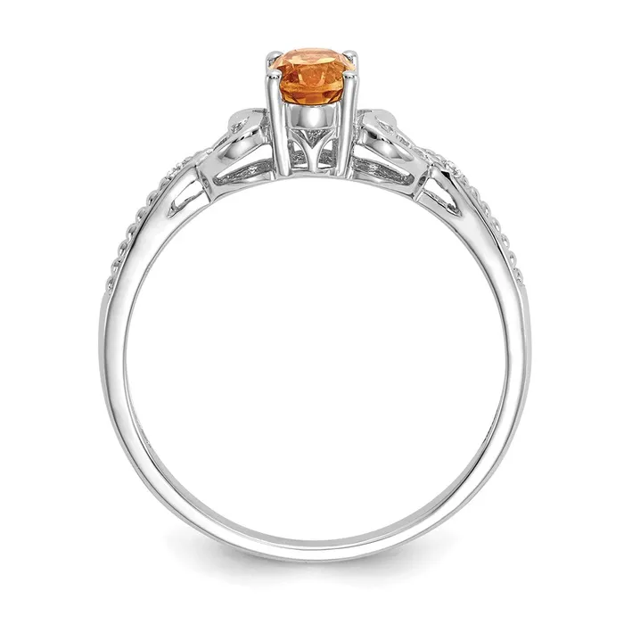 Goldia 14K White Gold Citrine and Real Diamond Ring Rings