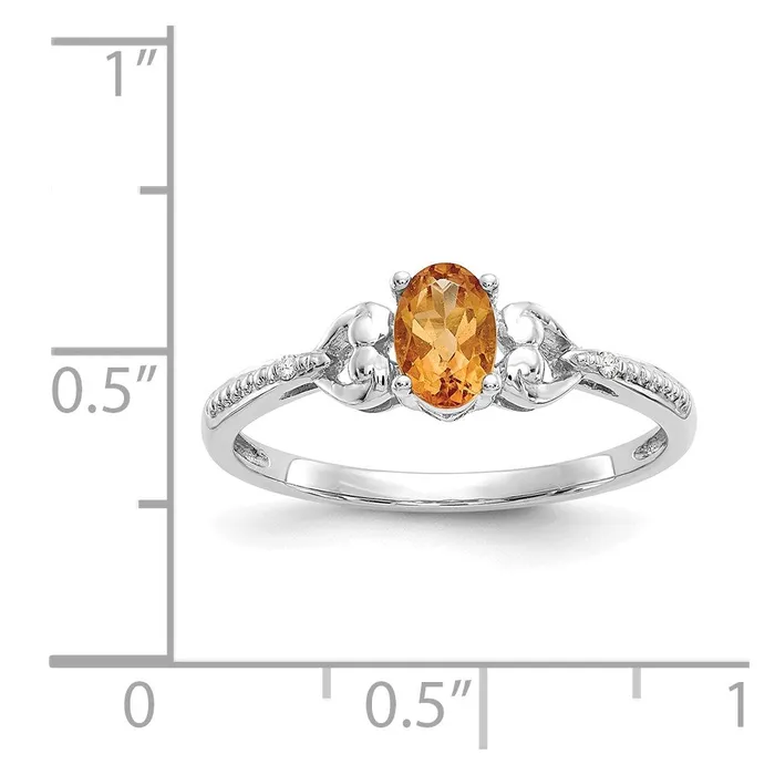 Goldia 14K White Gold Citrine and Real Diamond Ring Rings