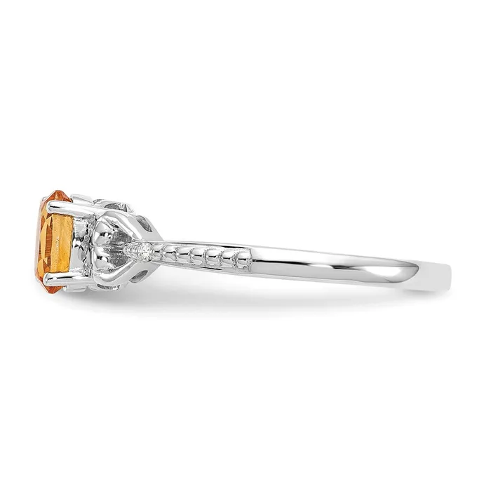 Goldia 14K White Gold Citrine and Real Diamond Ring Rings