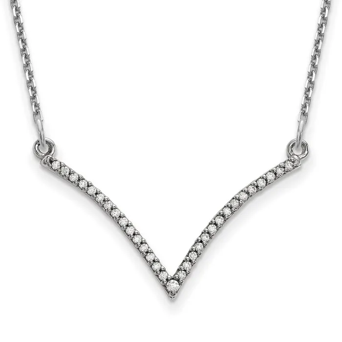 Goldia 14k White Gold Real Diamond V Necklace Necklaces