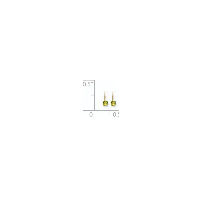 Goldia 14k Yellow Gold 5mm Princess Cut Peridot Leverback Earrings Earrings