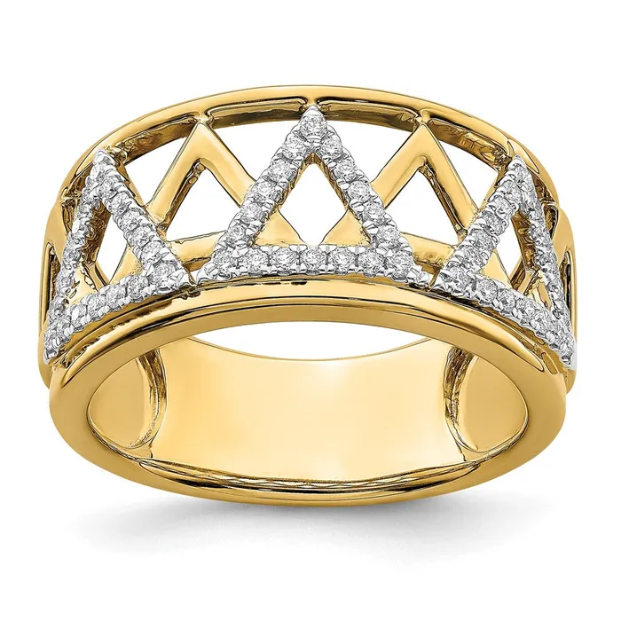 Goldia 14K Yellow Gold Polished Triangle Band Real Diamond Ring Rings