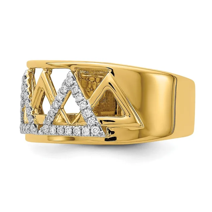 Goldia 14K Yellow Gold Polished Triangle Band Real Diamond Ring Rings