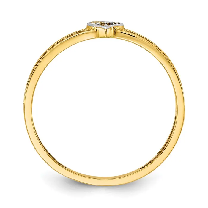 Goldia 14k Yellow Gold w White Rhodium Polished with Heart and CZ Ring Rings