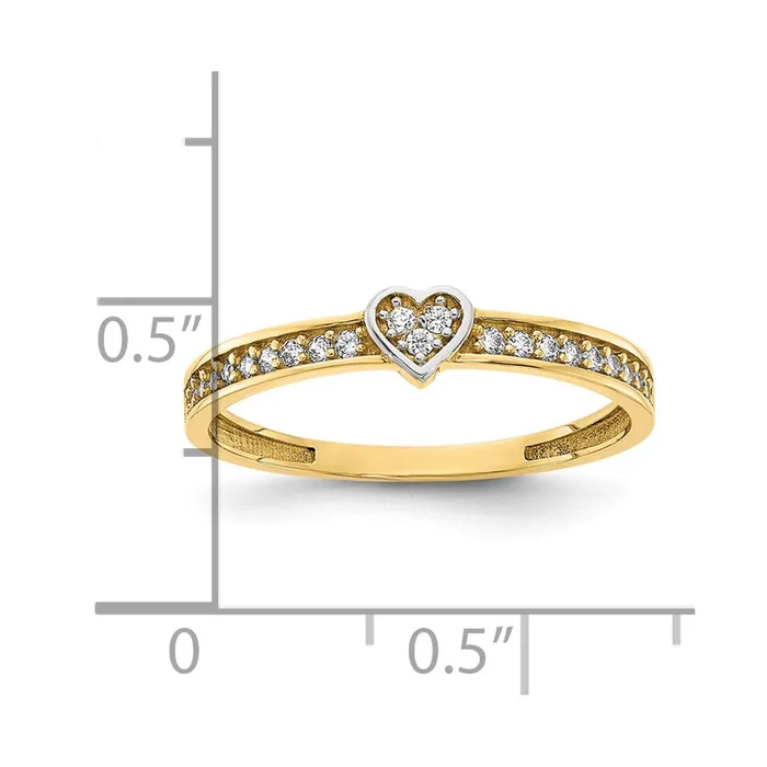 Goldia 14k Yellow Gold w White Rhodium Polished with Heart and CZ Ring Rings