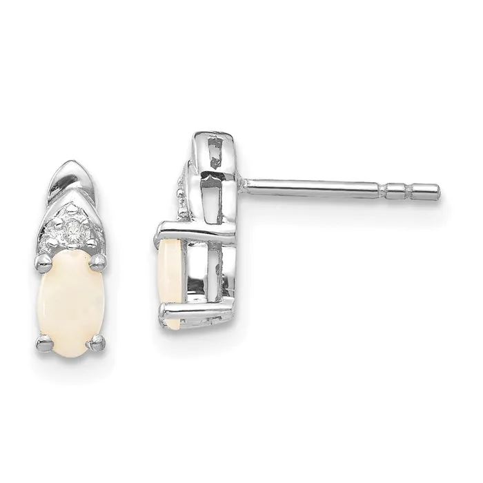 goldiaca Earrings 14k White Gold Opal Diamond Earring