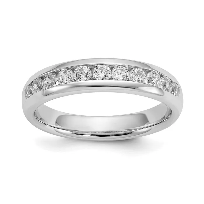 goldiaca Rings 14K White Gold 11Stone Real Diamond Channel Band