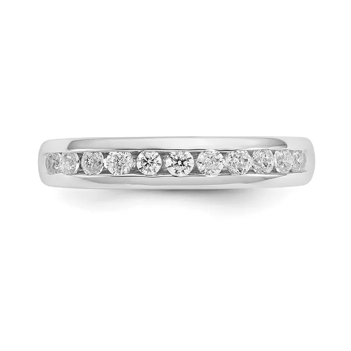 goldiaca Rings 14K White Gold 11Stone Real Diamond Channel Band