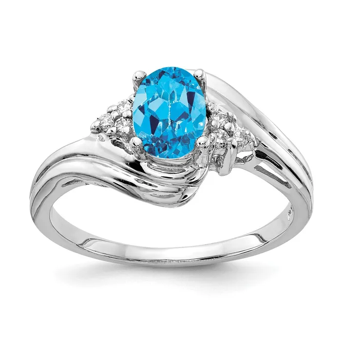 goldiaca Rings 14k White Gold 7x5mm Oval Blue Topaz A Real Diamond ring