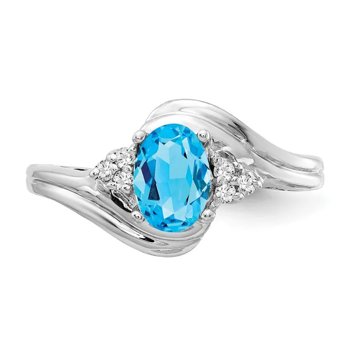 goldiaca Rings 14k White Gold 7x5mm Oval Blue Topaz A Real Diamond ring