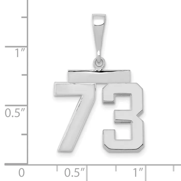 Goldia Charm Necklaces 14k White Goldw Medium Polished Number 73 Charm