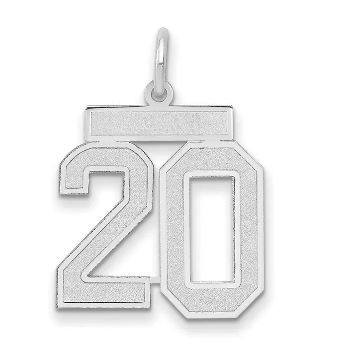 Goldia Charm Necklaces 14k White Goldw Medium Satin Number 20 Charm