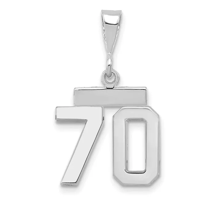 Goldia Charm Necklaces 14k White Goldw Small Polished Number 70 Charm