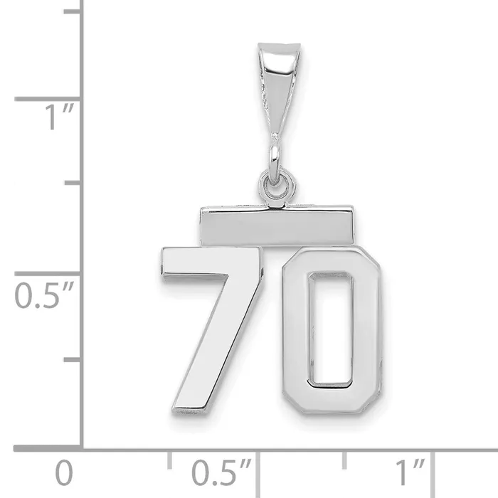 Goldia Charm Necklaces 14k White Goldw Small Polished Number 70 Charm