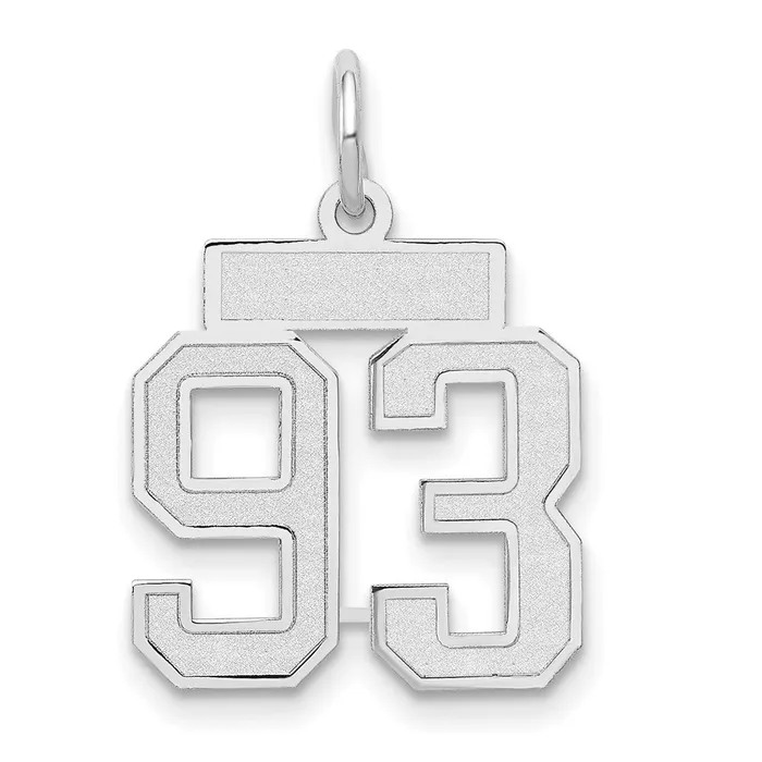 Goldia Charm Necklaces 14k White Goldw Small Satin Number 93 Charm
