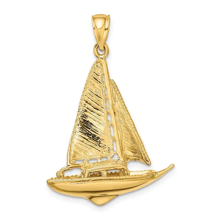 Goldia Charm Necklaces 14k Yellow Gold 3D Polished Sailboat Charm