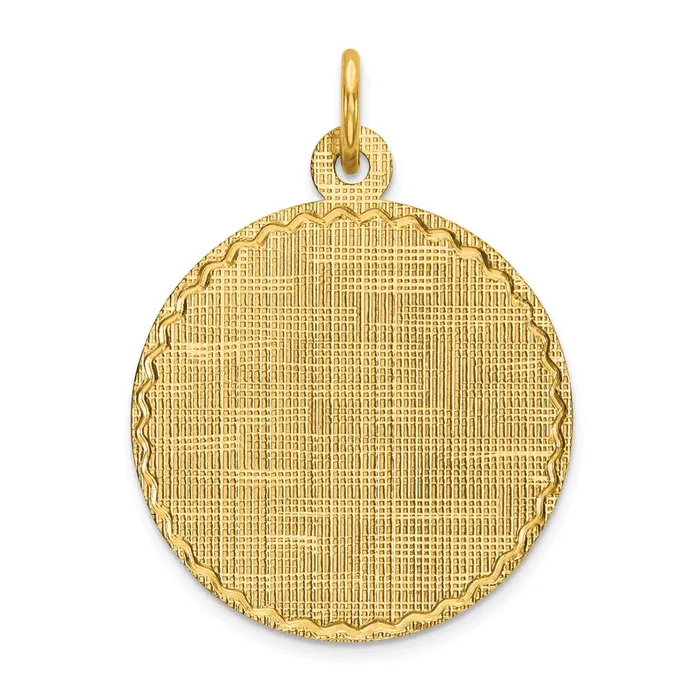 Goldia Charm Necklaces 14k Yellow Gold Patterned 013 Gauge Circular Engravable Disc Charm Goldia Charm Necklaces 14k Yellow Gold Patterned 013 Gauge Circular Engravable Disc Charm