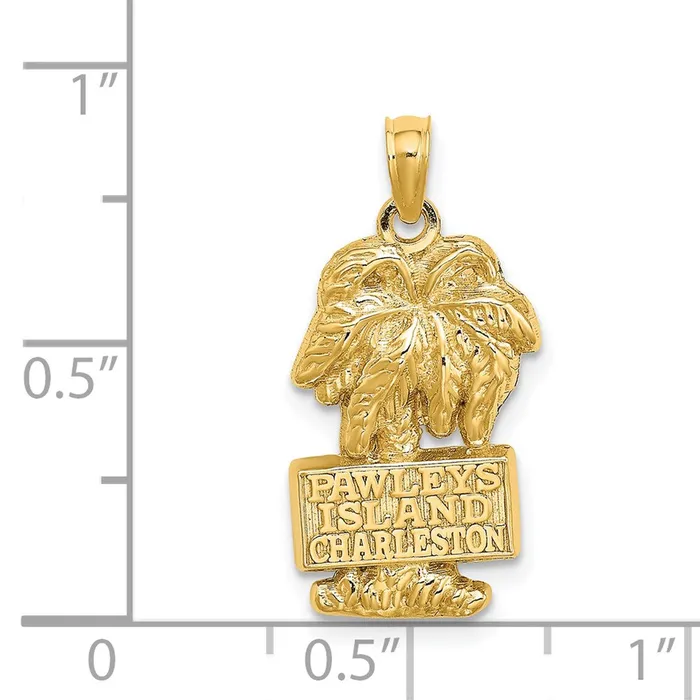 Goldia Charm Necklaces 14k Yellow Gold PAWLEYS ISLAND CHARLESTON Palm Tree Charm