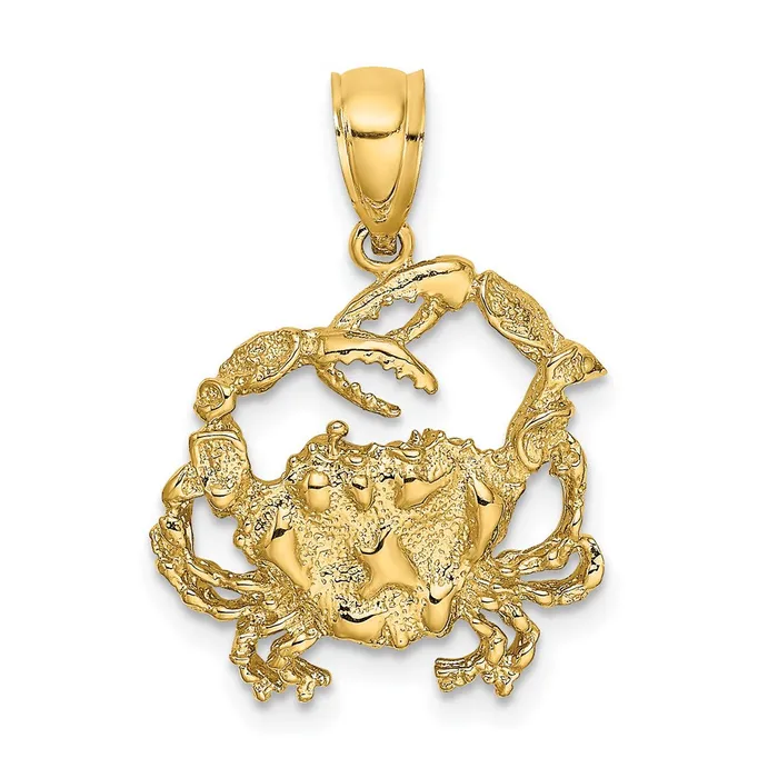 Goldia Charm Necklaces 14k Yellow Gold Textured Crab Charm