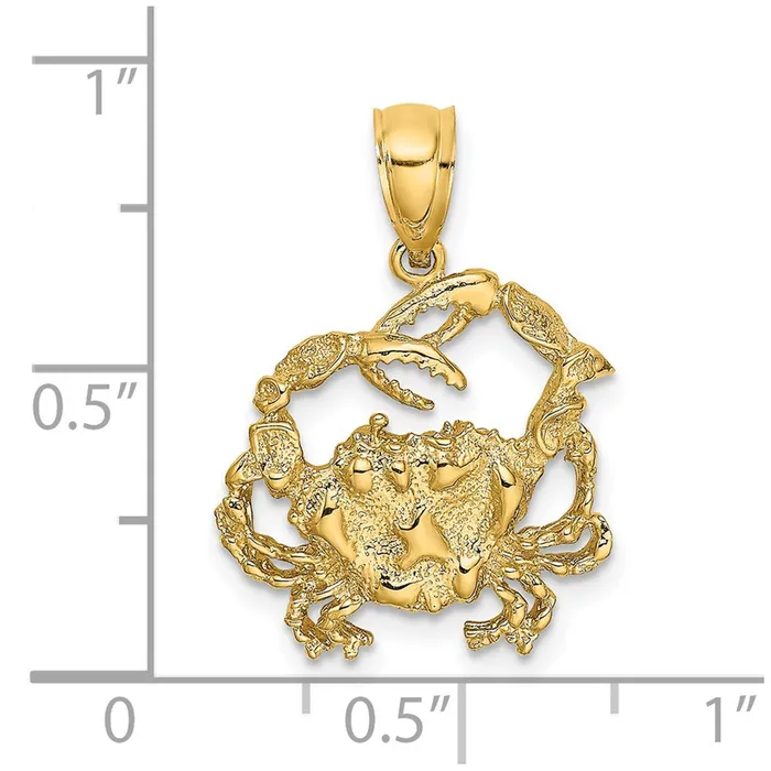 Goldia Charm Necklaces 14k Yellow Gold Textured Crab Charm