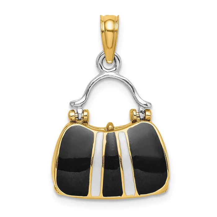 Goldia Charm Necklaces 14k Yellow Rhodium Gold Rhodium 3D and Enameled Opens Handbag Charm Goldia Charm Necklaces 14k Yellow Rhodium Gold Rhodium 3D and Enameled Opens Handbag Charm