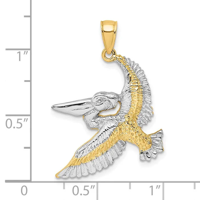 Goldia Charm Necklaces 14k Yellow u0026 Rhodium Gold with White Rhodium Flying Pelican Charm