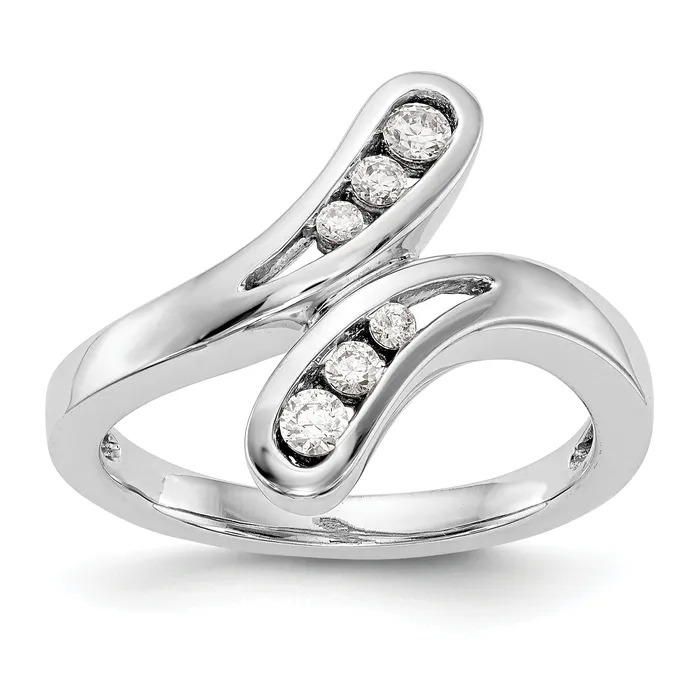 Goldiacom 14K White Gold Diamond Band Rings