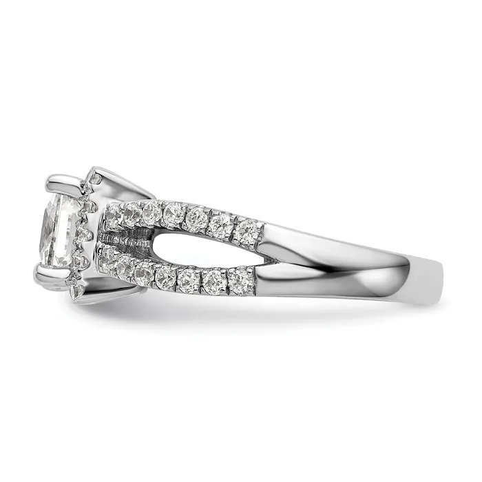 Goldiacom 14K White Gold Diamond Princess CZ Square Halo Engagement Ring Rings