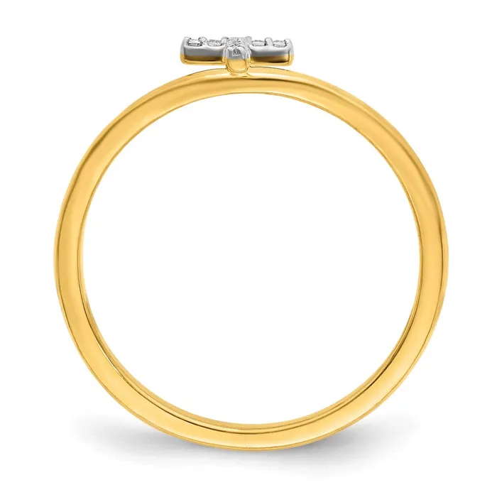 Goldiacom 14k Yellow Gold Real Diamond Initial T Ring Rings
