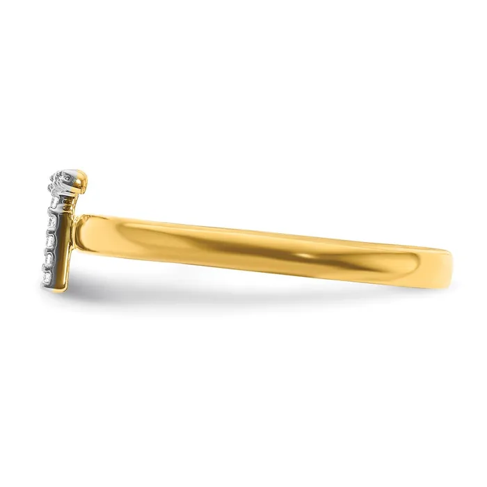 Goldiacom 14k Yellow Gold Real Diamond Initial T Ring Rings