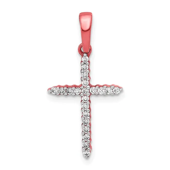 Goldiacom Necklaces 10K Rose Gold 16ct Diamond Cross Pendant