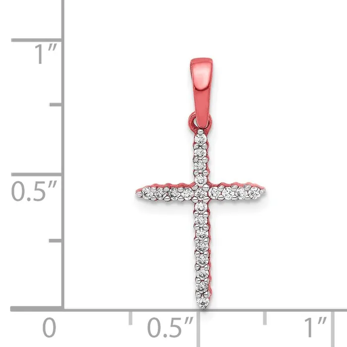 Goldiacom Necklaces 10K Rose Gold 16ct Diamond Cross Pendant