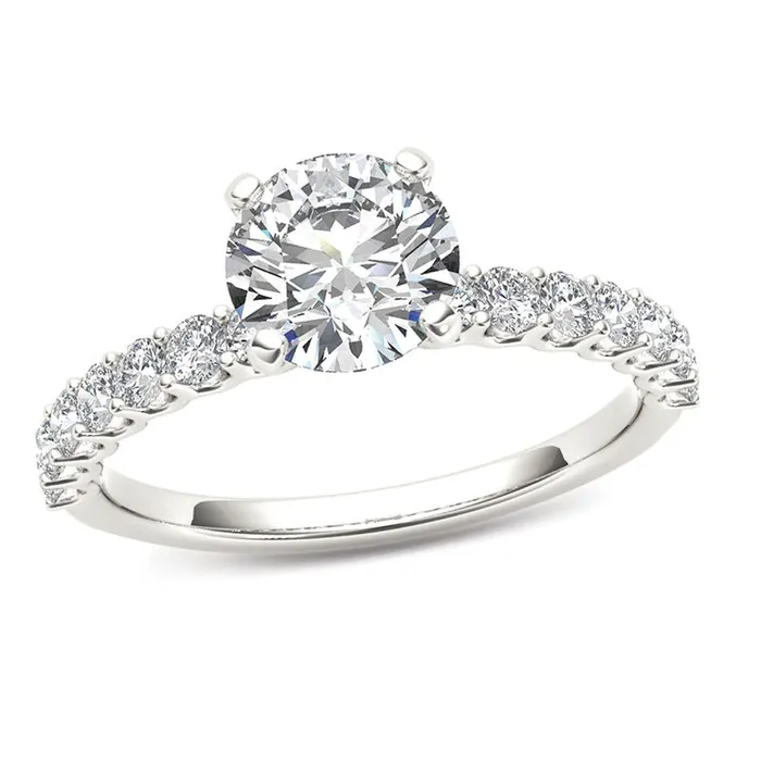 Goldiacom Rings 1 CT TW Diamond Engagement Ring in 14K White Gold
