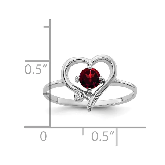 Goldiacom Rings 14k White Gold 4mm Garnet AAA Real Diamond ring