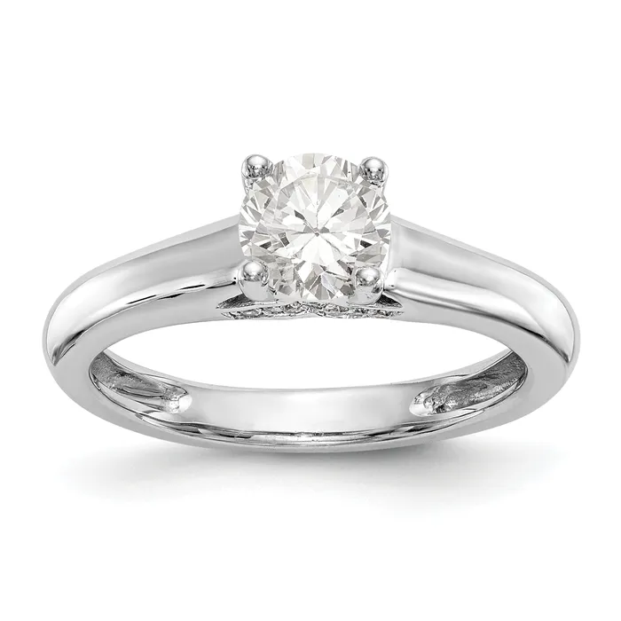 Goldiacom Rings 14k White Gold Round Simulated Diamond Engagement Ring