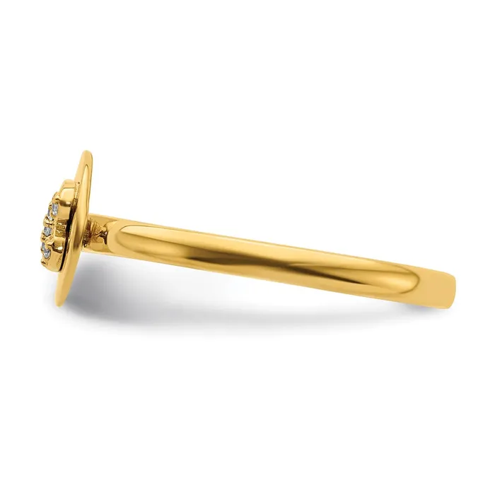 Goldiacom Rings 14k Yellow Gold Real Diamond Initial B Ring
