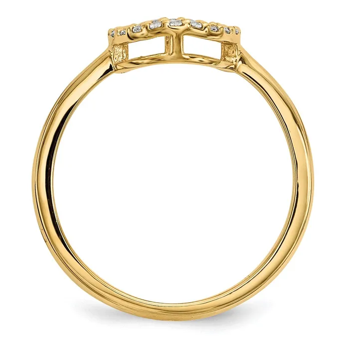 Goldiacom Rings 14K Yellow Gold Real Diamond Open Circle Ring