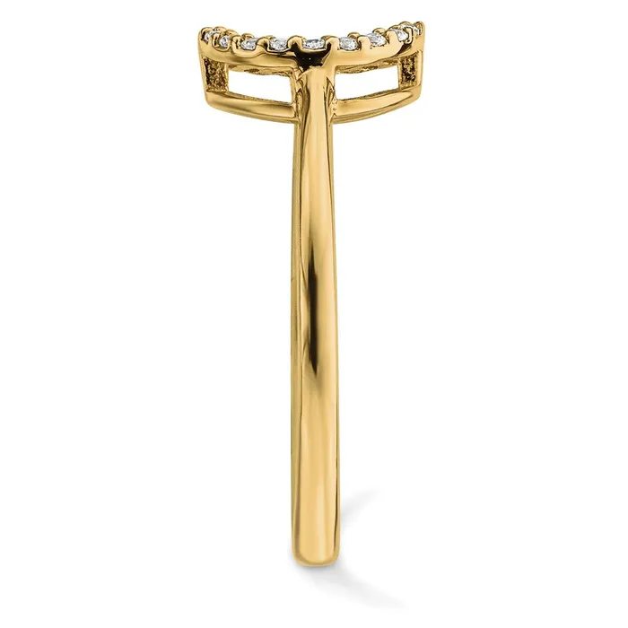 Goldiacom Rings 14K Yellow Gold Real Diamond Open Circle Ring