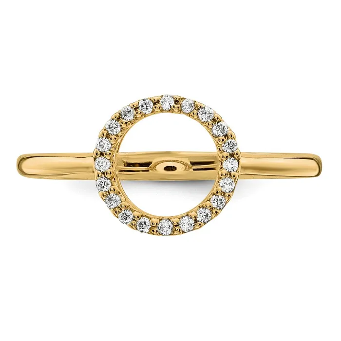 Goldiacom Rings 14K Yellow Gold Real Diamond Open Circle Ring