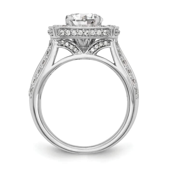 Goldiacom Rings 14kw Peg Set Simulated Diamond Cushion Halo Engagement Ring