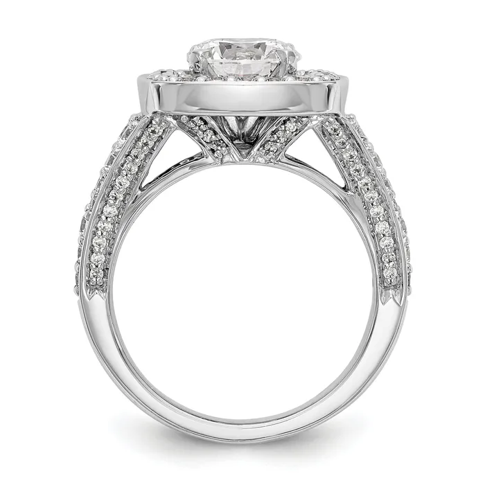 Goldiacom Rings 14kw Peg Set Simulated Diamond Cushion HaloEngagement Ring