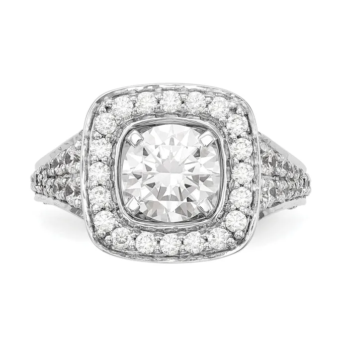 Goldiacom Rings 14kw Peg Set Simulated Diamond Cushion HaloEngagement Ring