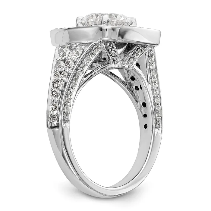 Goldiacom Rings 14kw Peg Set Simulated Diamond Cushion HaloEngagement Ring