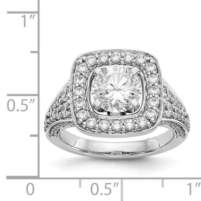 Goldiacom Rings 14kw Peg Set Simulated Diamond Cushion HaloEngagement Ring