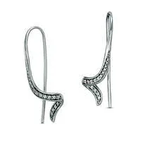 Goldia Earrings 02 CT TW Diamond Swirl Threader Earrings in Sterling Silver