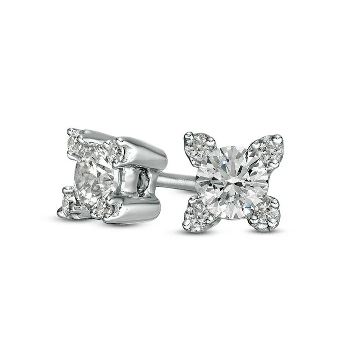 Goldia Earrings 05 CT TW Diamond Starburst Stud Earrings in 14K White Gold