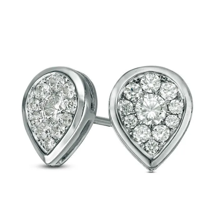 Goldia Earrings 05 CT TW Diamond Teardrop Frame Stud Earrings in 10K White Gold