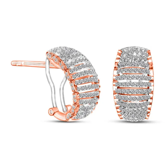 Goldia Earrings 175 CT TW Diamond MultiRow Hoop Earrings in 10K TwoTone Gold