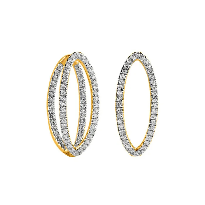 Goldia Earrings 1 CT TW Diamond InsideOut Hoop Earrings in 10K Gold