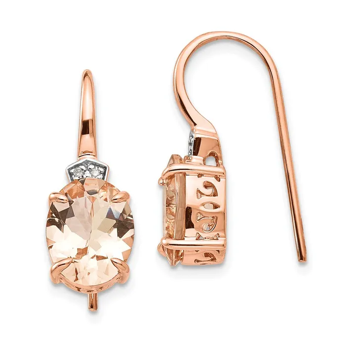 Goldia Earrings 14k Rose Gold Diamond and Morganite Dangle Earrings